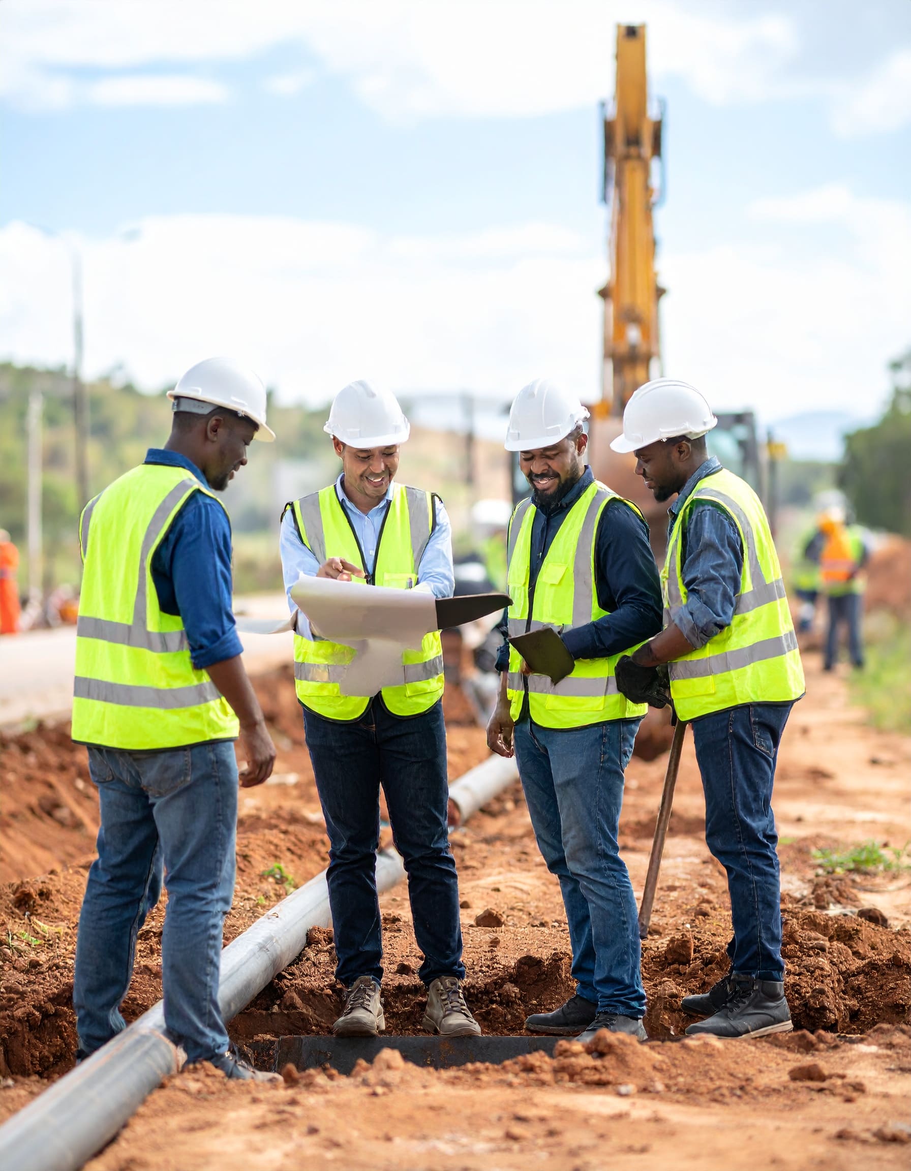 Firefly_A realistic image of African construction workers and engineers engaged in civil work 371718