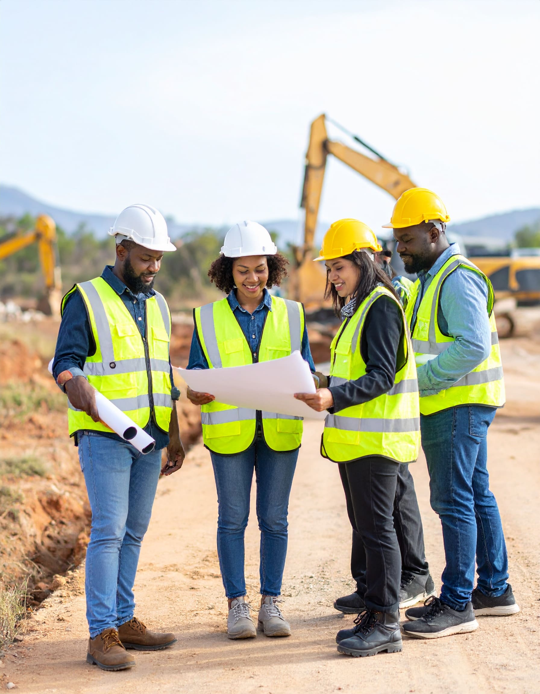 Firefly_A realistic image of African construction workers and engineers engaged in civil work 648426