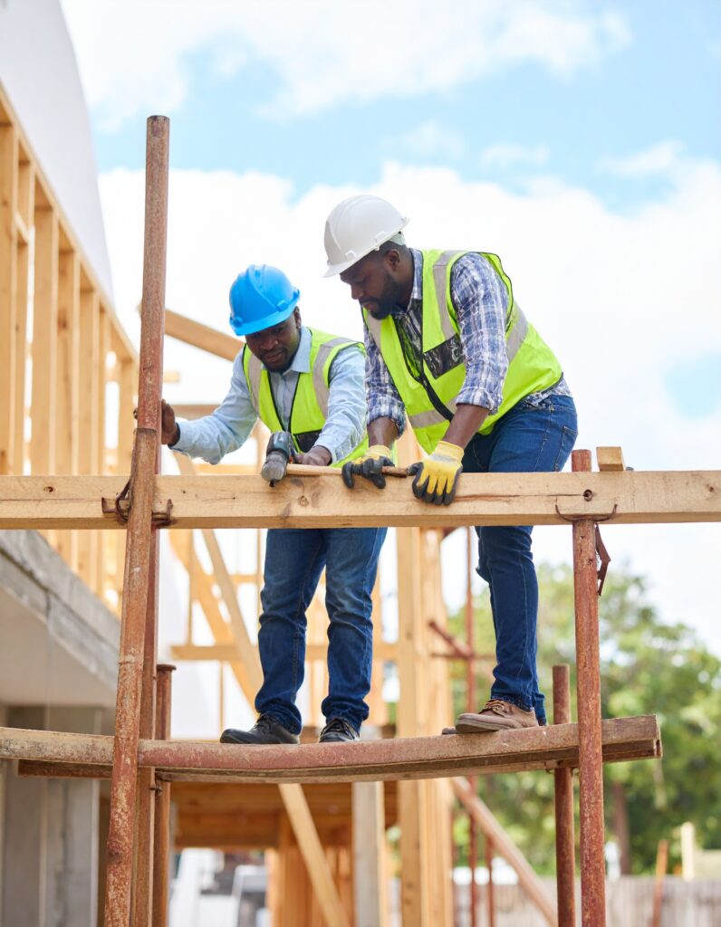 Firefly_A realistic image showing African construction professionals working on structural re 371718