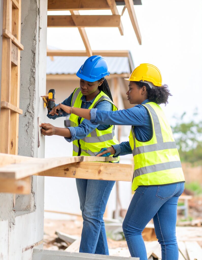 Firefly_A realistic image showing African construction professionals working on structural re 648426