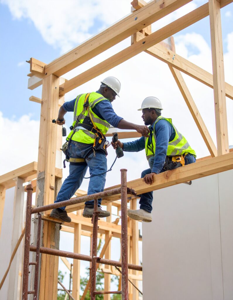 Firefly_A realistic image showing African construction professionals working on structural re 78646